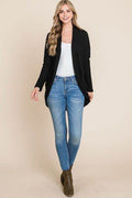 BOMBOM Open Front Waffle Knit Cocoon Cardigan - Hovatok
