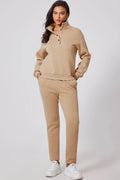 Half Snap Turtleneck Top and Pants Active Set - Hovatok