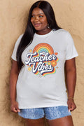 Simply Love Full Size TEACHER VIBES Graphic Cotton T-Shirt - Hovatok