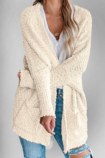 Double Take Pocketed Open Front Long Sleeve Cardigan - Hovatok