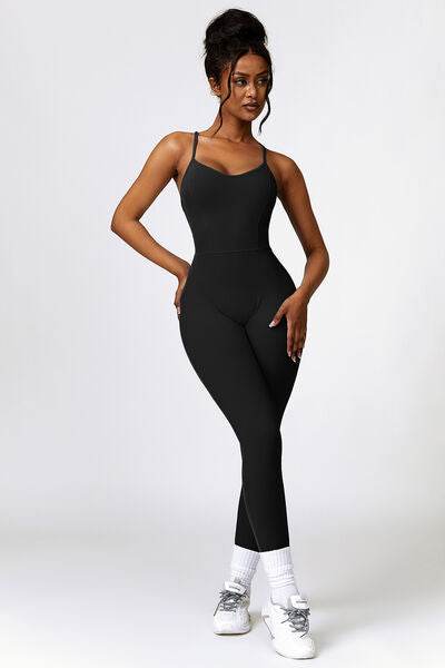 Basic Bae Open Back Spaghetti Strap Active Jumpsuit - Hovatok