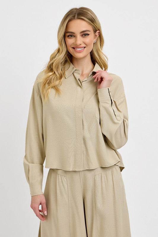 RISEN Button Down Long Sleeve Shirt - Hovatok