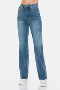 Judy Blue Full Size Tummy Control Cut Raw Hem Straight Jeans - Hovatok