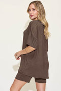 Basic Bae Full Size V-Neck Drop Shoulder T-Shirt and Shorts Set - Hovatok