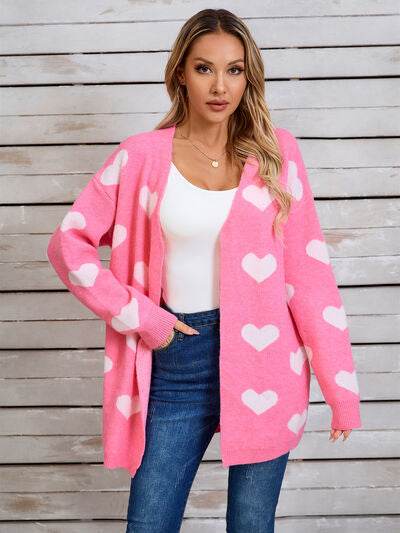 Angel Wings Heart Open Front Long Sleeve Cardigan - Hovatok