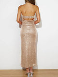 Sequin Cutout Tube Dress - Hovatok