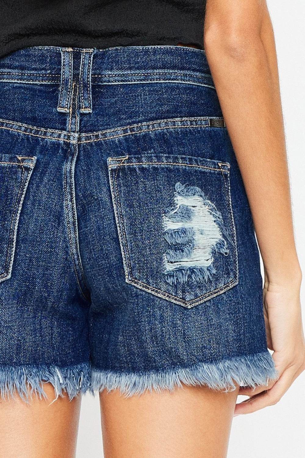 Kancan Raw Hem Button-Fly Denim Shorts - Hovatok