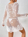 Cutout Tied V-Neck Long Sleeve Cover Up - Hovatok