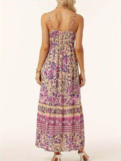 Printed Scoop Neck Midi Cami Dress - Hovatok