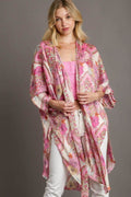 Umgee Full Size Mixed Print Open Front Kimono with Ruffle Sleeves Plus Size - Hovatok