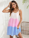 Color Block Spaghetti Strap Cover-Up Dress - Hovatok