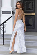 Sequin Backless Split Maxi Dress - Hovatok