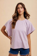 Annie Wear Checkered Round Neck Short Sleeve T-Shirt - Hovatok