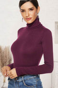 Ribbed Turtleneck Long Sleeve Bodysuit - Hovatok