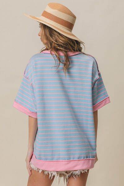 BiBi Exposed Seam Stripe Contrast T-Shirt - Hovatok
