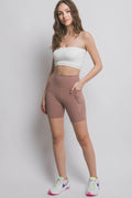 Love Tree High Waist Seam Detail Active Shorts - Hovatok