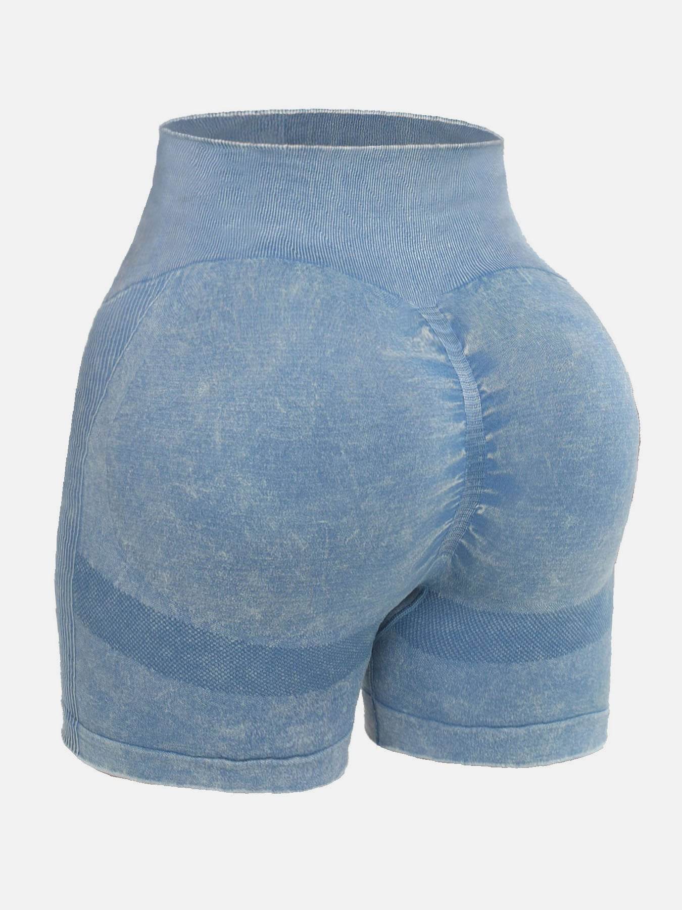 Washed High Waist Active Shorts - Hovatok
