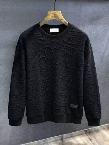 Men's Plus Size Textured Round Neck Long Sleeve Sweatshirt - Hovatok