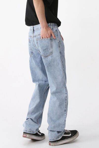 Mid Rise Baggy Jeans with Pockets - Hovatok
