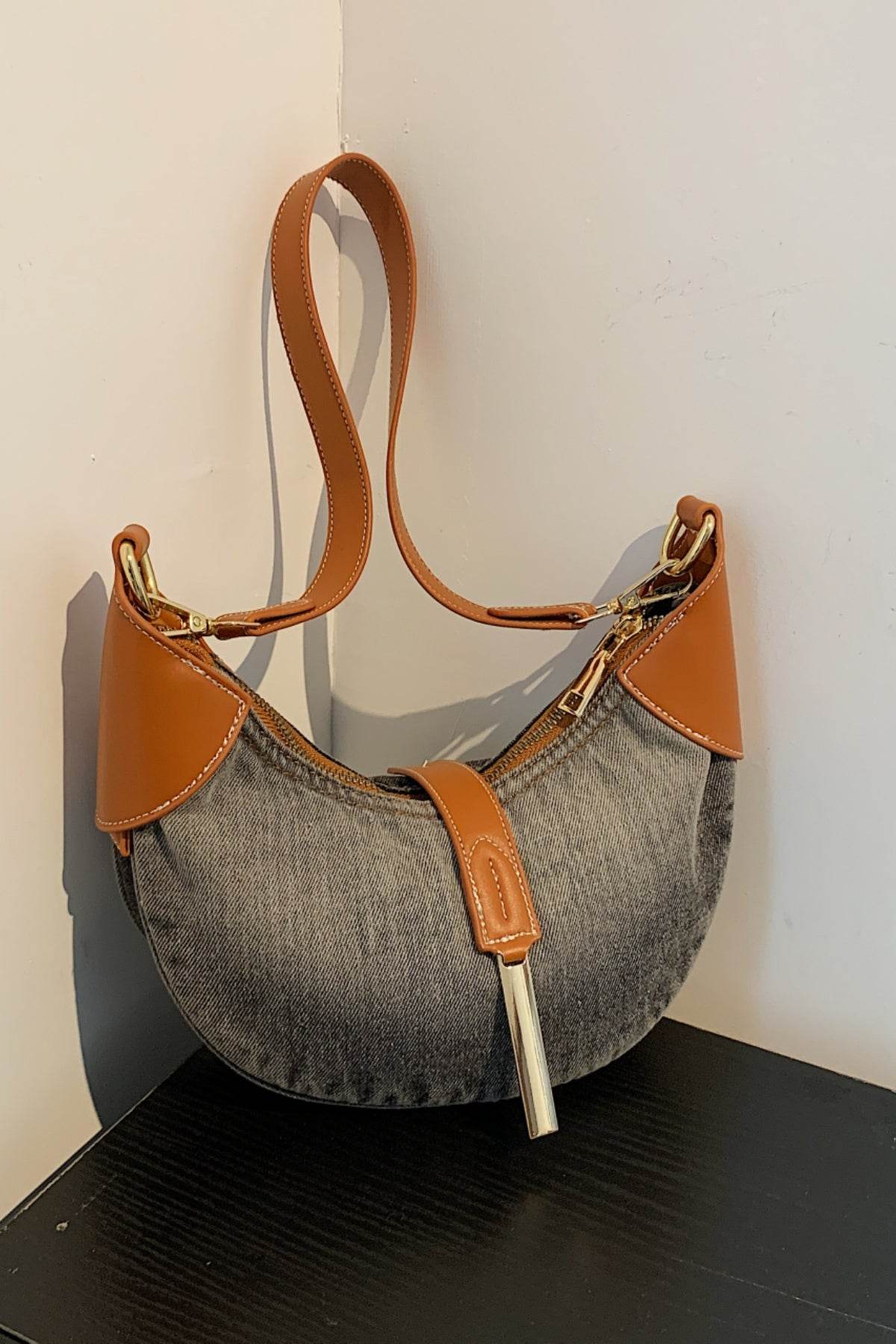 Contrast Denim Shoulder Bag - Hovatok
