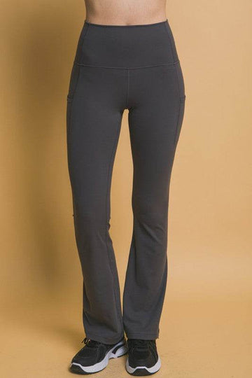 Love Tree High Waist Flare Leggings with Side Pockets - Hovatok