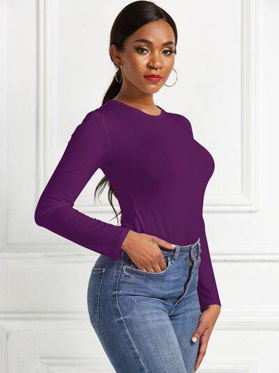 Round Neck Long Sleeve Bodysuit - Hovatok