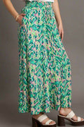 Umgee Full Size Mixed Print High Waist Wide Leg Pants Plus Size - Hovatok