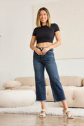 RFM Full Size Tummy Control High Waist Raw Hem Jeans - Hovatok