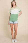 BOMBOM Color Block Short Sleeve T-Shirt - Hovatok