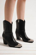 Beast Fashion Faux Leather Metal Toe Ankle Boots - Hovatok