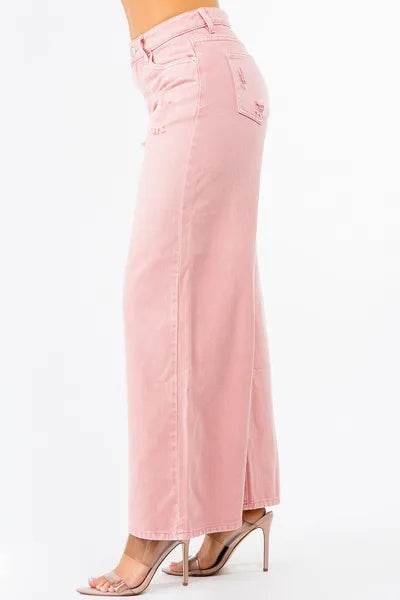 American Bazi High Waist Distressed Wide Leg Jeans - Hovatok