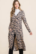 Celeste Full Size Leopard V-Neck Long Sleeve Cardigan - Hovatok
