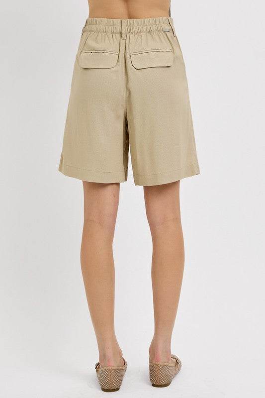 RISEN High Rise Pleated Front Shorts - Hovatok