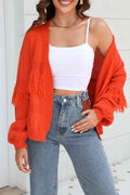 Angel Wings Fringe Trim Open Front Cardigan - Hovatok