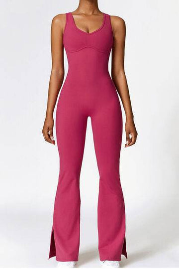 Basic Bae Sleeveless Bootcut Slit Active Jumpsuit - Hovatok