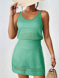 Openwork V-Neck Sleeveless Cover Up Dress - Hovatok