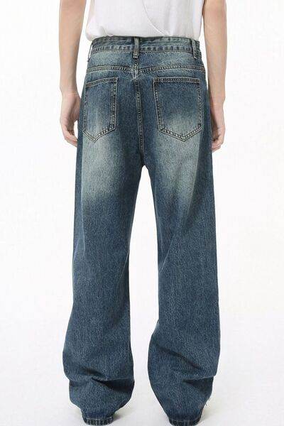 Mid Rise Wide Leg Jeans with Pockets - Hovatok