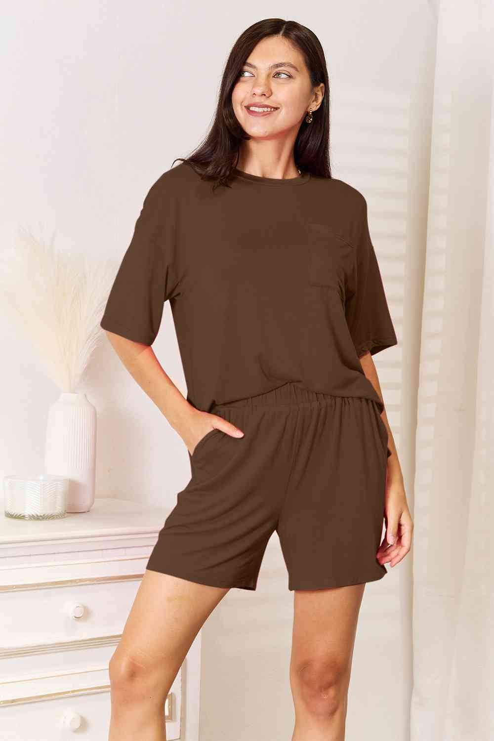 Basic Bae Full Size Soft Rayon Half Sleeve Top and Shorts Set - Hovatok