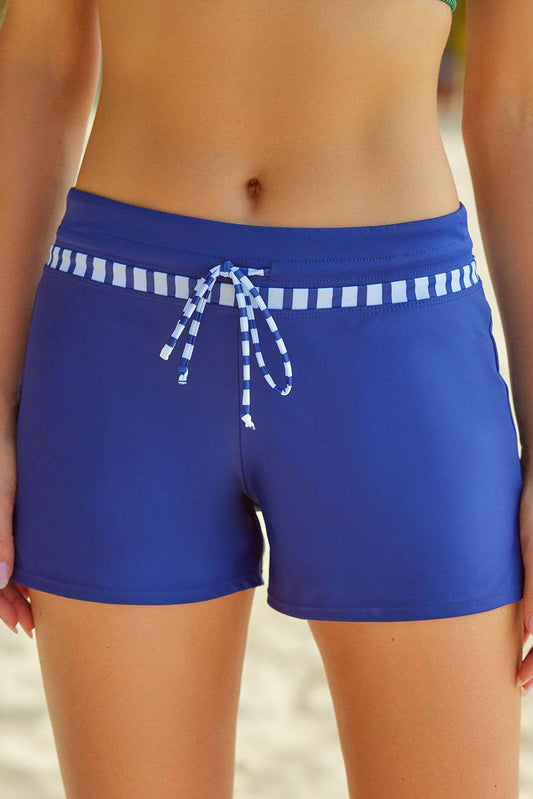 Full Size Run Contrast Drawstring Swim Bottoms - Hovatok