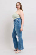 Judy Blue HW Tummy Control Vintage Wash Side Slit Slim Boot Jeans - Hovatok