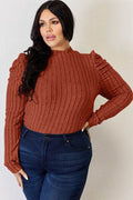 Basic Bae Full Size Ribbed Mock Neck Puff Sleeve T-Shirt - Hovatok