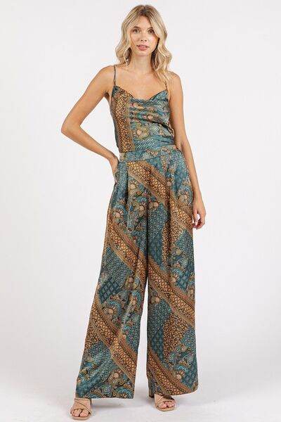 Mittoshop Paisley Patchwork Print Satin Cowl Neck Crop Cami - Hovatok