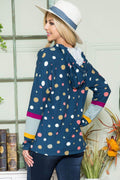 Celeste Full Size Polka Dot Drawstring Hoodie - Hovatok