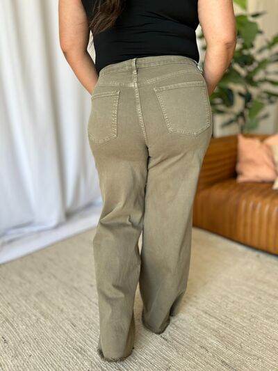 RFM Full Size High Rise Garment Dye Wide Leg Jeans - Hovatok