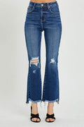 RISEN High Rise Distressed Crop Flare Jeans - Hovatok