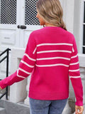 Angel Wings Striped Round Neck Long Sleeve Sweater - Hovatok