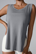 Slit Round Neck Active Tank - Hovatok