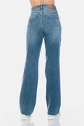 Judy Blue Full Size Tummy Control Cut Raw Hem Straight Jeans - Hovatok