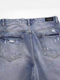 Men's Distressed Denim Bermuda Shorts - Hovatok
