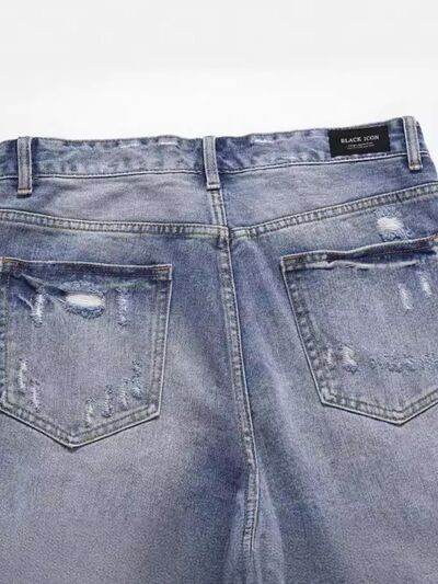 Men's Distressed Denim Bermuda Shorts - Hovatok